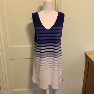 Used Nautica tunic dress white with blue stripe. Sleeveless and cool. Size L.